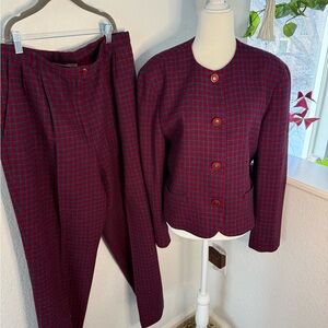 Vintage Pendleton Red and Blue Houndstooth Suit